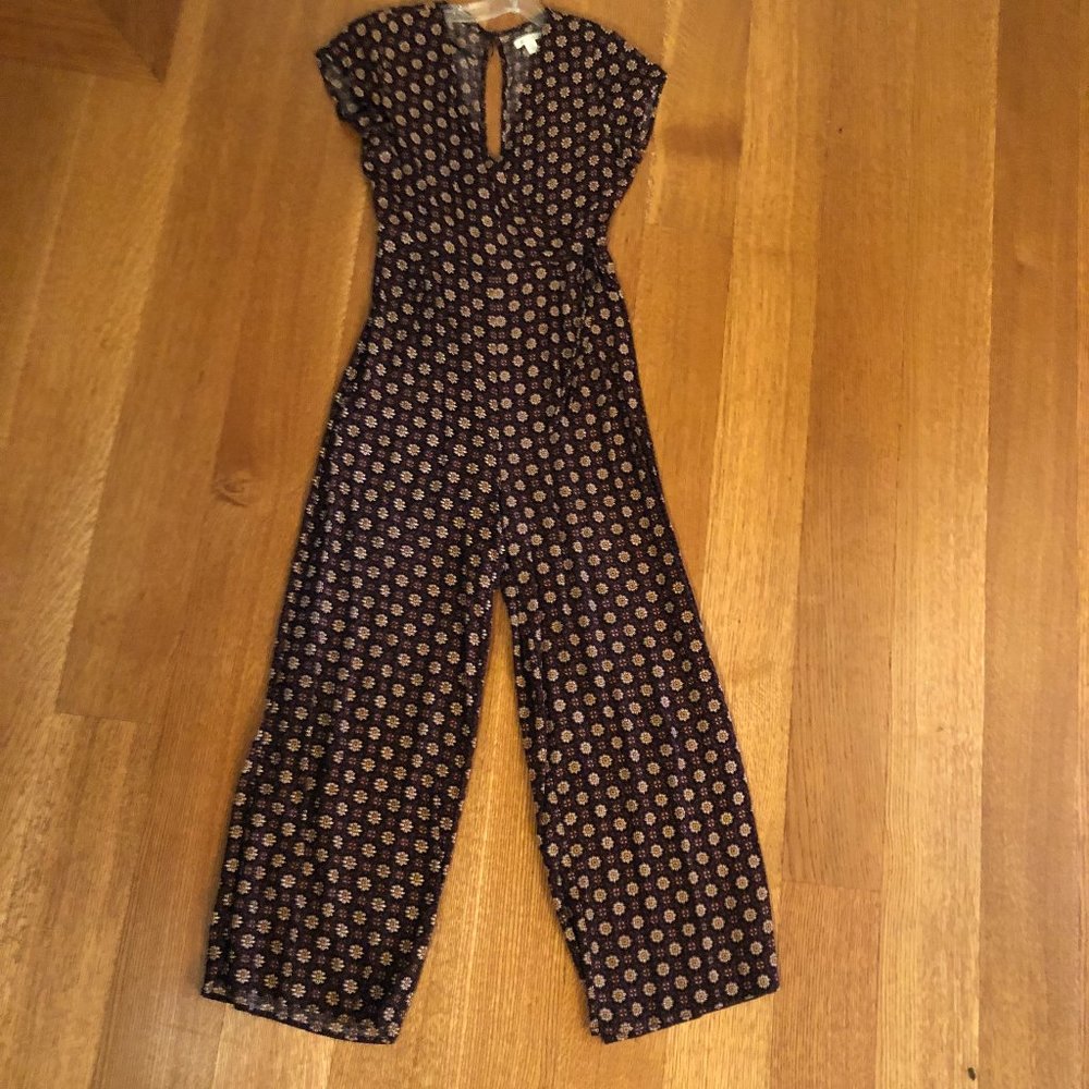 Miami - Jumpsuit - Retro - Short Sleeve - Flower - Brown - Sz XS